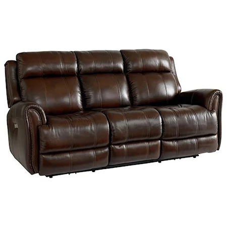 Leather Match Power Reclining Sofa with Extended Footrests